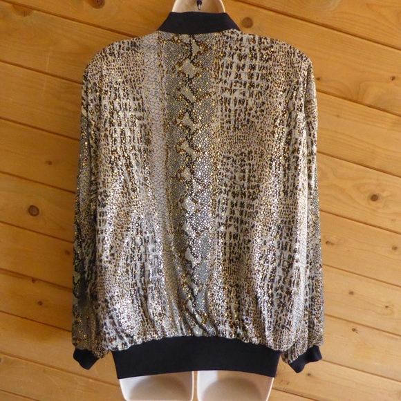 Pacific I.D. Full Zip Bomber Jacket Animal Reptile Shiny Funky - Picture 7 of 8